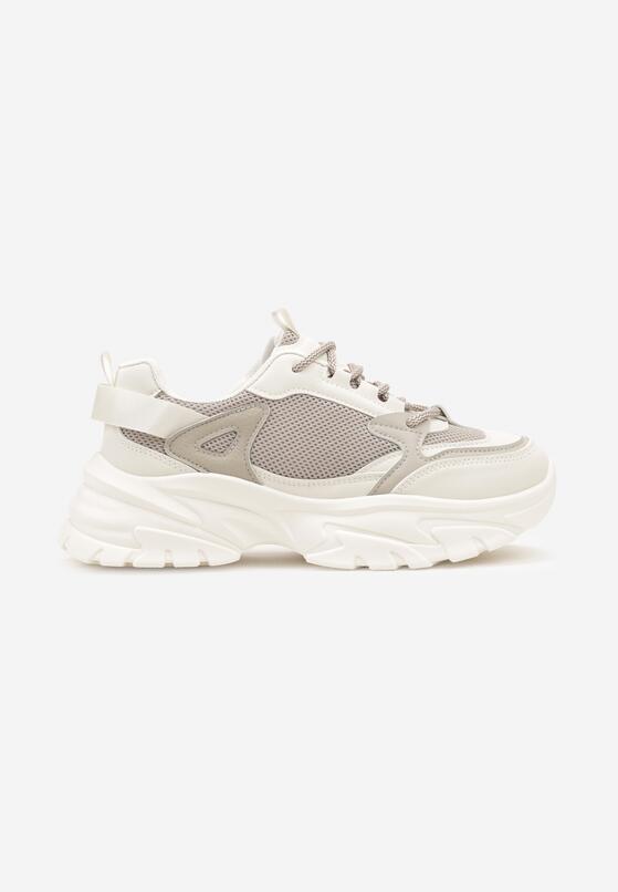 Szare Sneakersy na Grubej Podeszwie z Ozdobnymi Przeszyciami Benadelle 4
