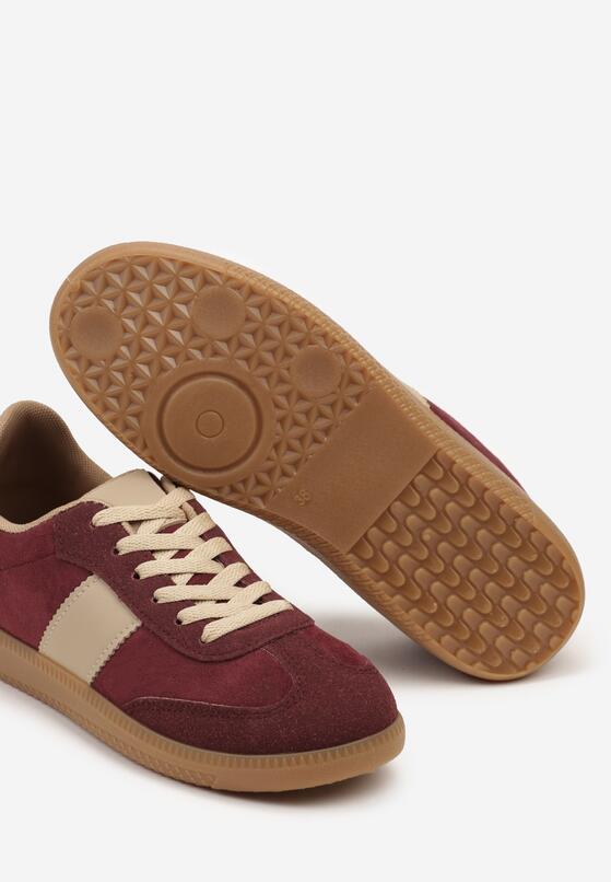 Bordowe Płaskie Buty Sportowe Sneakersy Ozdobione Przeszyciami Moraja 6