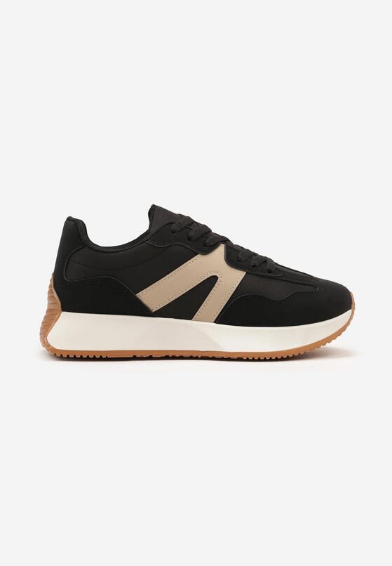 Czarne Płaskie Sneakersy z Geometrycznym Wzorem Nawla 4