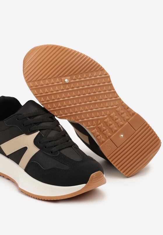 Czarne Płaskie Sneakersy z Geometrycznym Wzorem Nawla 6