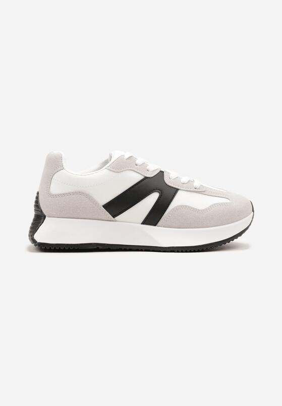 Białe Płaskie Sneakersy z Geometrycznym Wzorem Nawla 4