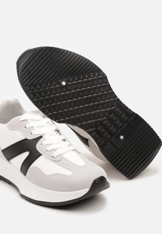 Białe Płaskie Sneakersy z Geometrycznym Wzorem Nawla 6