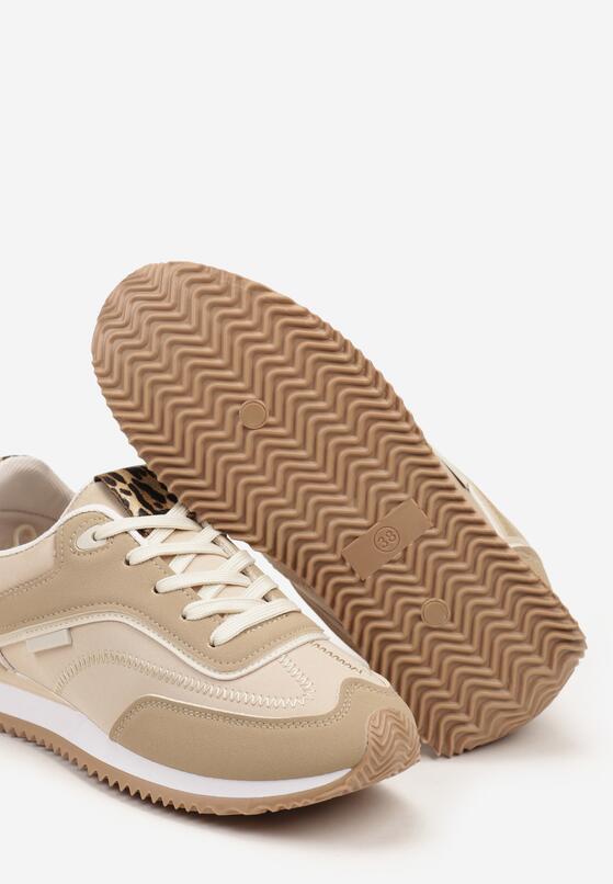 Brązowe Płaskie Sneakersy z Metalicznymi Wstawkami Rosmora 6