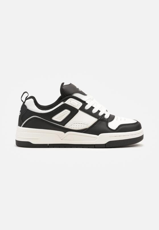 Czarno-Białe Płaskie Sznurowane Sneakersy Ozdobione Tłoczeniami Vlirina 4