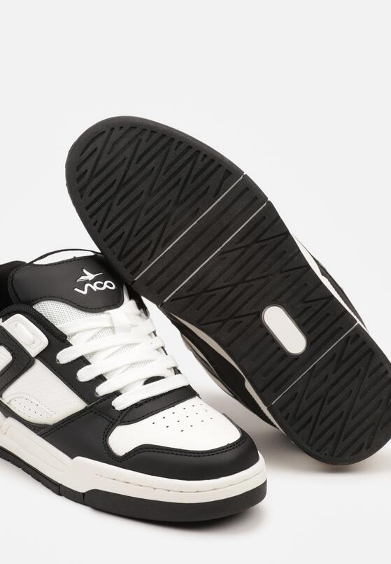Czarno-Białe Płaskie Sznurowane Sneakersy Ozdobione Tłoczeniami Vlirina 6