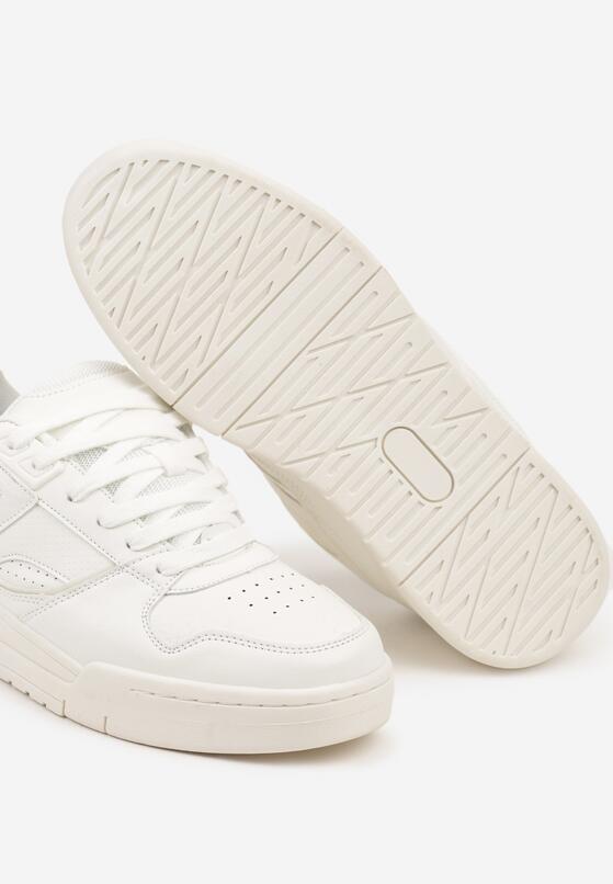 Białe Płaskie Sznurowane Buty Sportowe Sneakersy z Geometrycznym Wzorem Eliraya 3