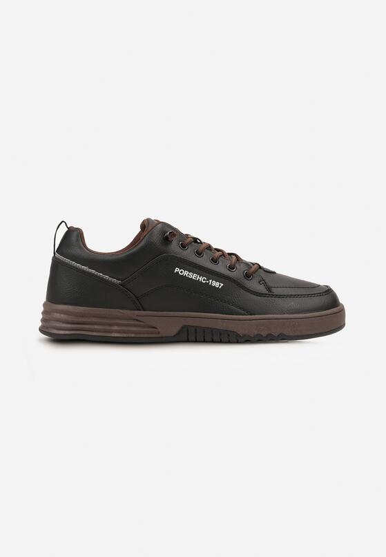Czarne Sznurowane Płaskie Buty Sportowe Sneakersy z Tłoczoną Podeszwą Elianne 1