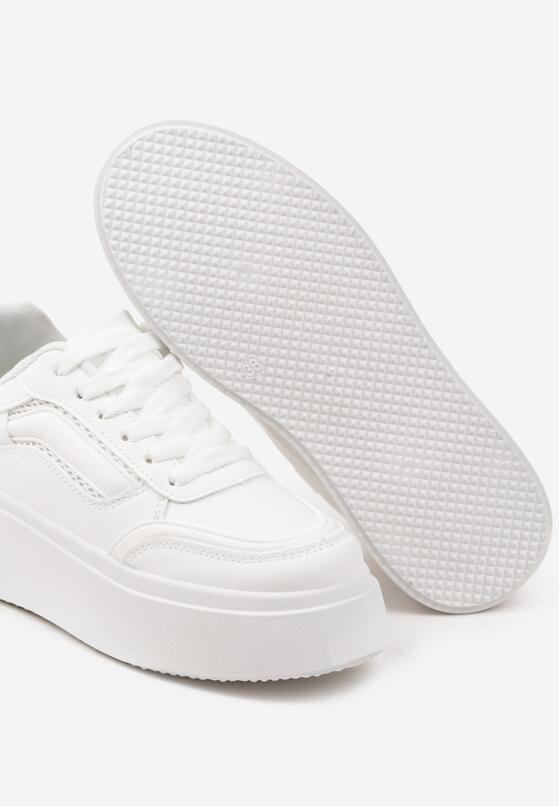 Białe Płaskie Sneakersy z Geometrycznym Wzorem i Sznurowaniem Vlisera 6