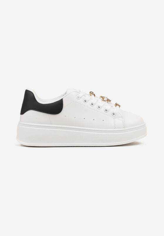 Biało-Czarne Sneakersy na Grubej Podeszwie z Metalicznymi Aplikacjami Vlianora 4