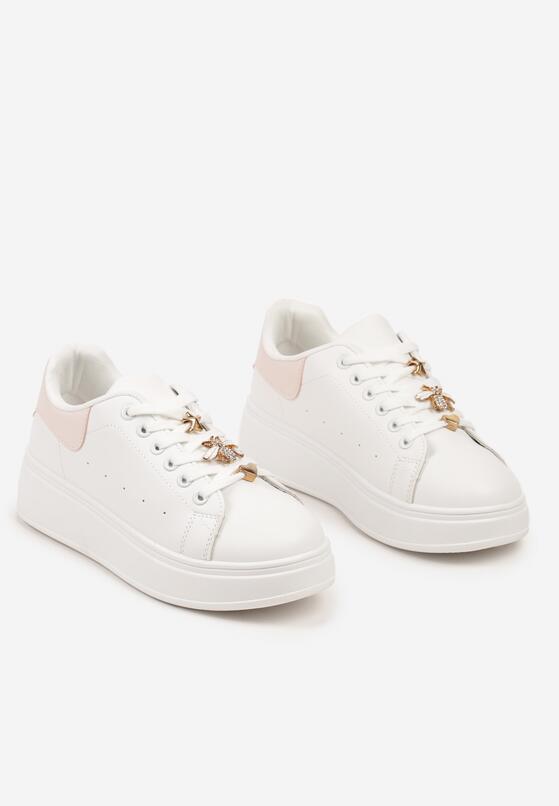 Biało-Różowe Sneakersy na Grubej Podeszwie z Metalicznymi Aplikacjami Vlianora 5