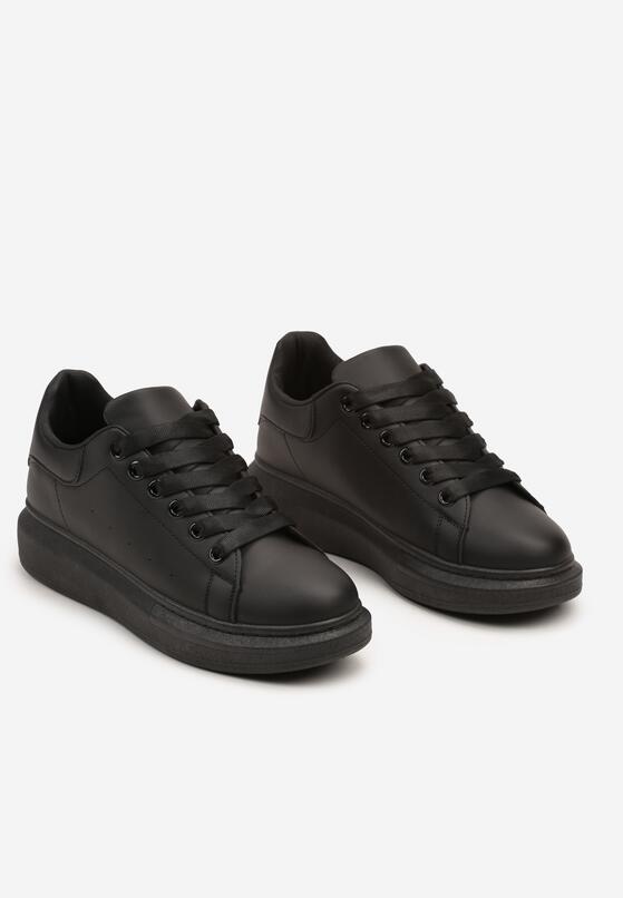Czarne Płaskie Sznurowane Buty Sportowe Sneakersy w Klasycznym Stylu Vlimara 2
