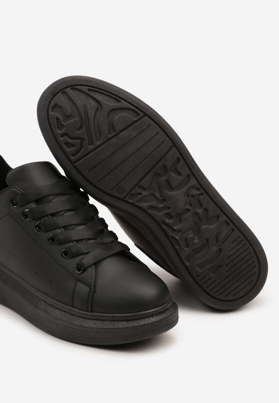 Czarne Płaskie Sznurowane Buty Sportowe Sneakersy w Klasycznym Stylu Vlimara 3