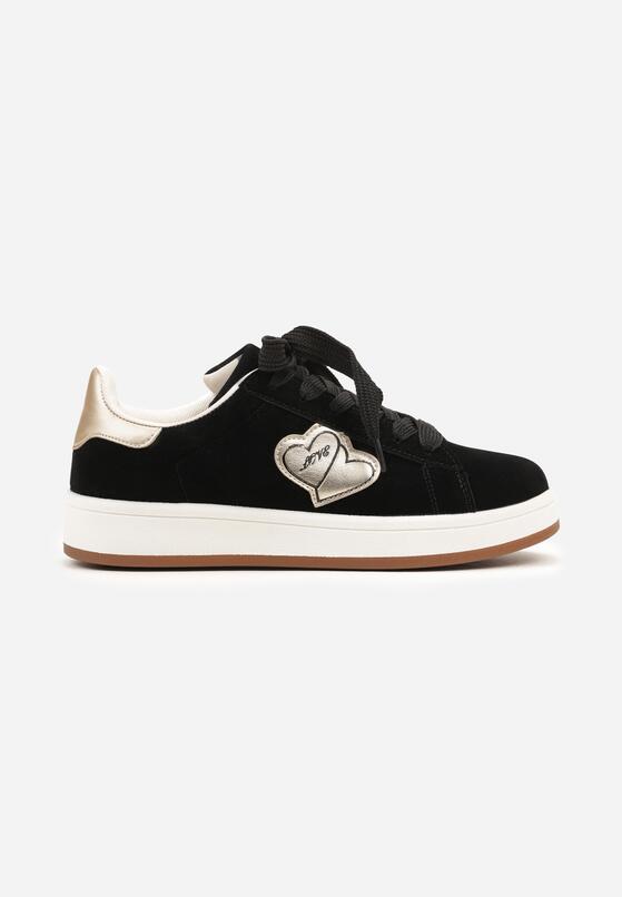 Czarne Sneakersy z Naszywką z Serduszkami Musitala 4