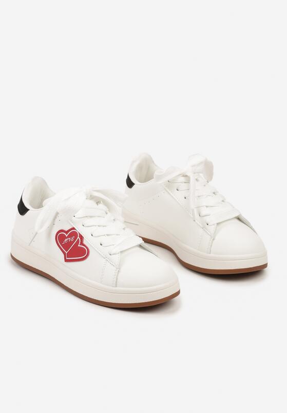 Białe Sneakersy z Naszywką z Serduszkami Musitala 5