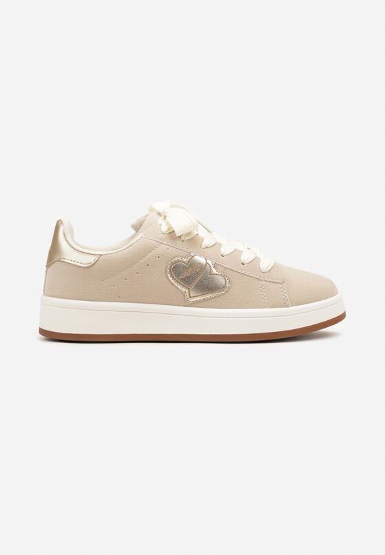 Beżowe Sneakersy z Naszywką z Serduszkami Musitala 5