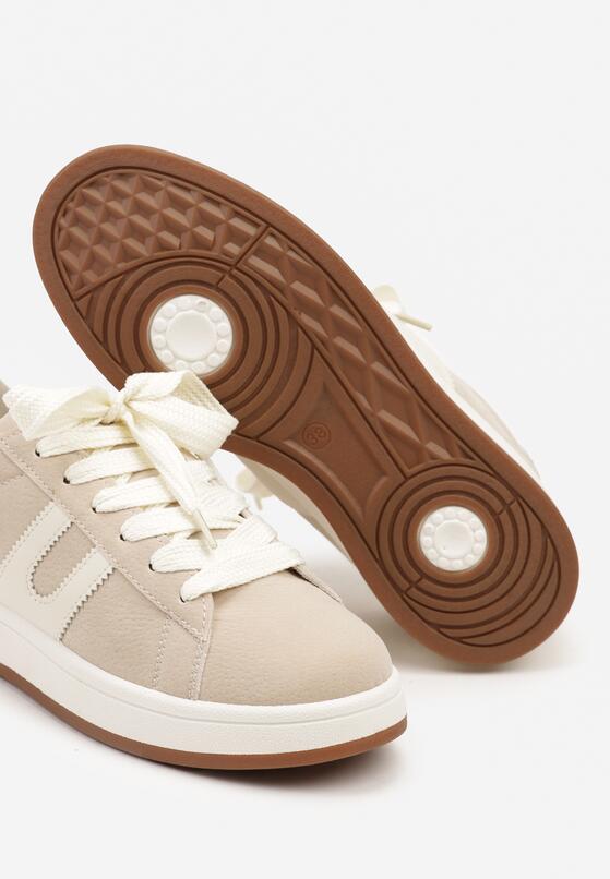 Beżowe Płaskie Sneakersy z Geometrycznym Zdobieniem Armeria 6