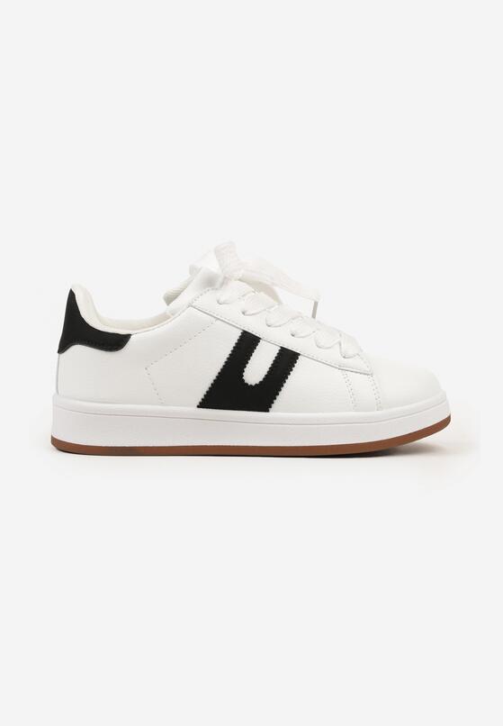 Biało-Czarne Płaskie Sneakersy z Geometrycznym Zdobieniem Armeria 4