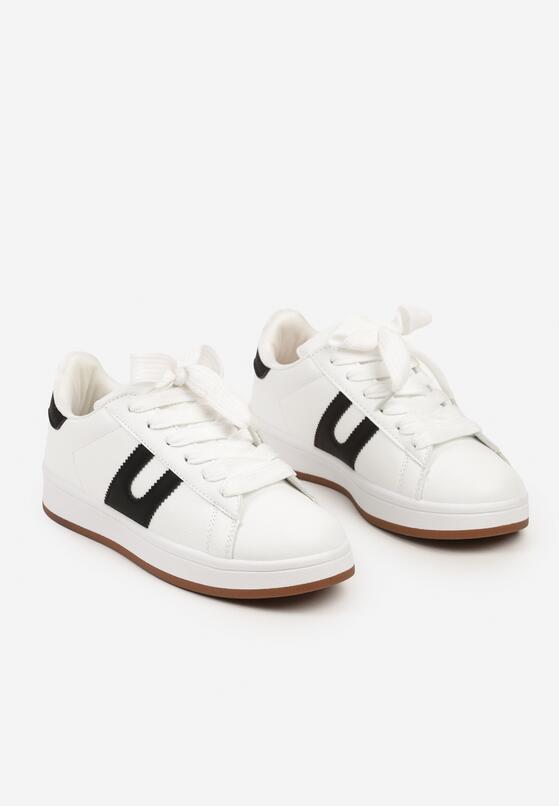 Biało-Czarne Płaskie Sneakersy z Geometrycznym Zdobieniem Armeria 5