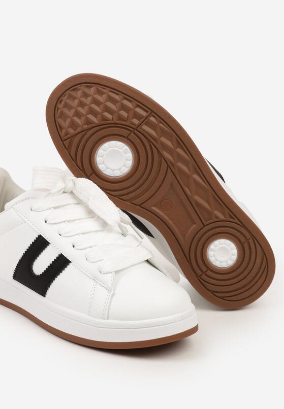Biało-Czarne Płaskie Sneakersy z Geometrycznym Zdobieniem Armeria 6