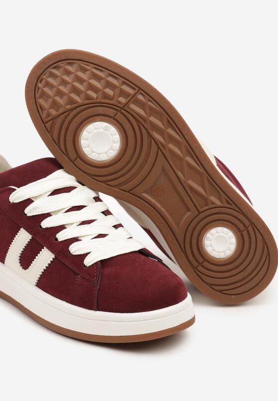 Bordowe Płaskie Sneakersy z Geometrycznym Zdobieniem Armeria 6