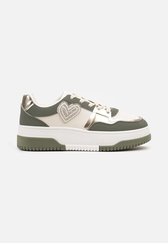 Zielone Sneakersy z Brokatowym Serduszkiem Asitalla 4