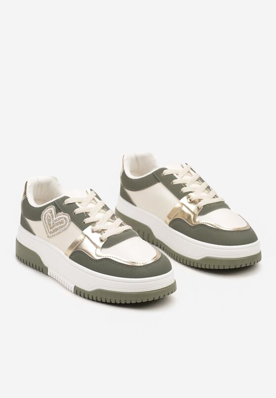 Zielone Sneakersy z Brokatowym Serduszkiem Asitalla 5