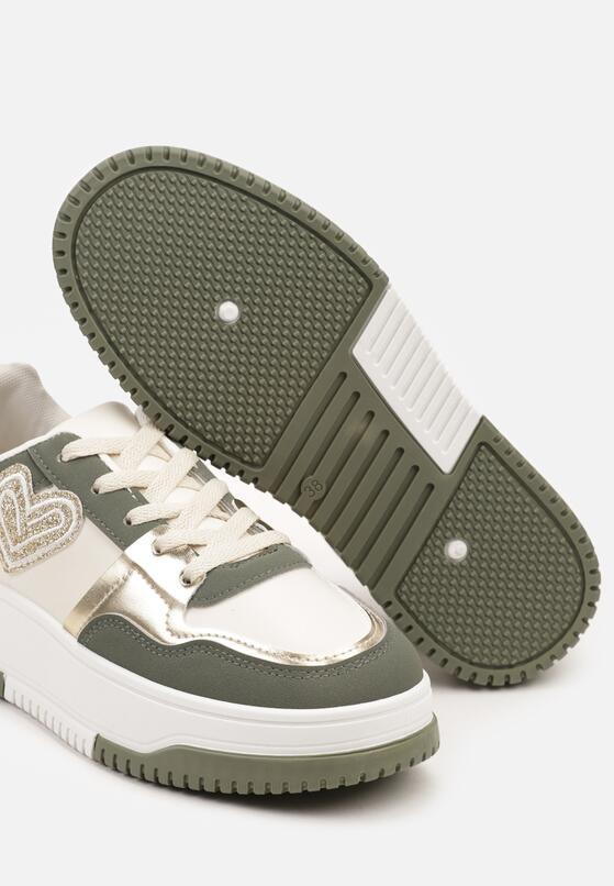 Zielone Sneakersy z Brokatowym Serduszkiem Asitalla 6