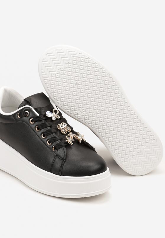 Czarne Płaskie Sneakersy z Metalicznymi Aplikacjami 3D Mivita 6