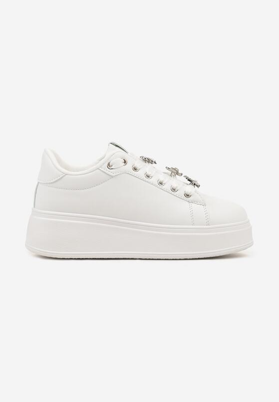 Białe Płaskie Sneakersy z Metalicznymi Aplikacjami 3D Mivita 4