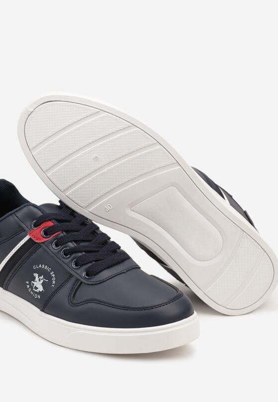 Niebieskie Płaskie Buty Sportowe Sneakersy Ozdobione Paskami ze Sznurowaniem Mlilora 3