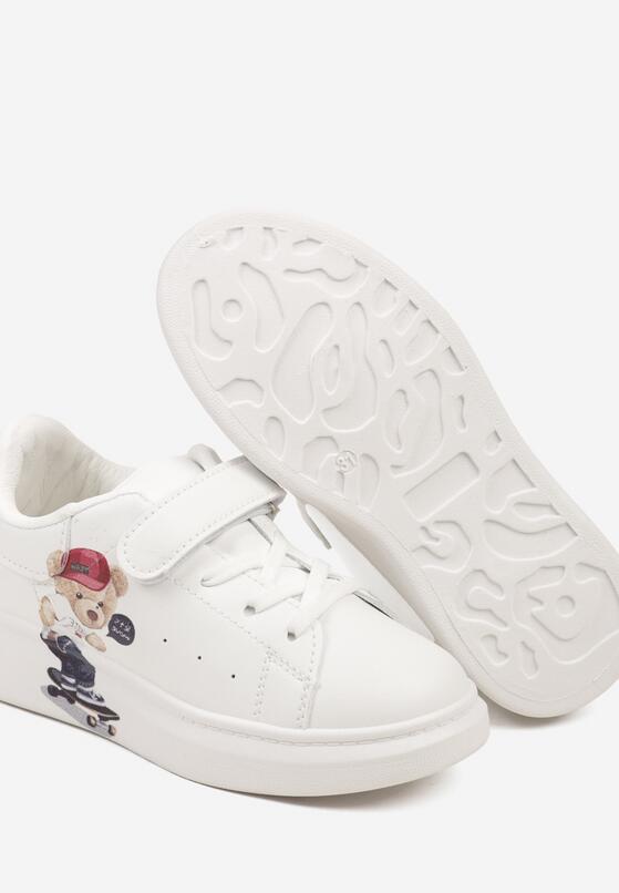 Białe Buty Sportowe Sneakersy na Platformie z Misiami Mililora 3