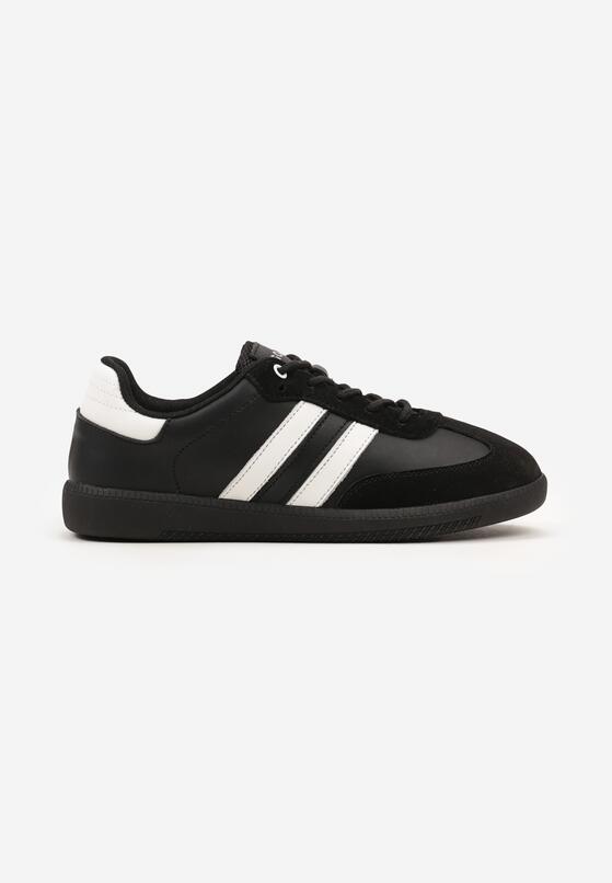 Czarne Płaskie Skórzane Sneakersy Ozdobione Paskami Navilen 4