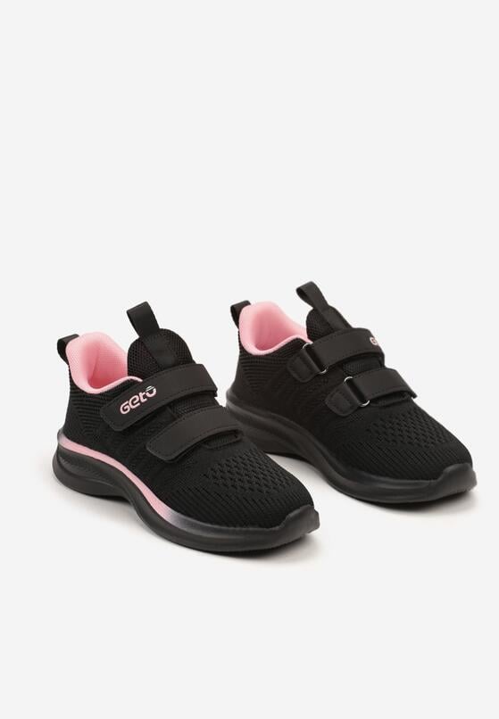 Czarno-Różowe Klasyczne Buty Sportowe Zapinane na Rzepy Trigla 2