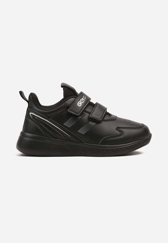 Czarne Buty Sportowe Sneakersy na Płaskiej Podeszwie Ozdobione Paskami Naviora 1