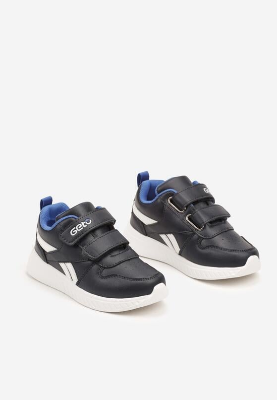 Niebieskie Płaskie Buty Sportowe Sneakersy z Ozdobnymi Paskami na Rzepy Elinaya 2