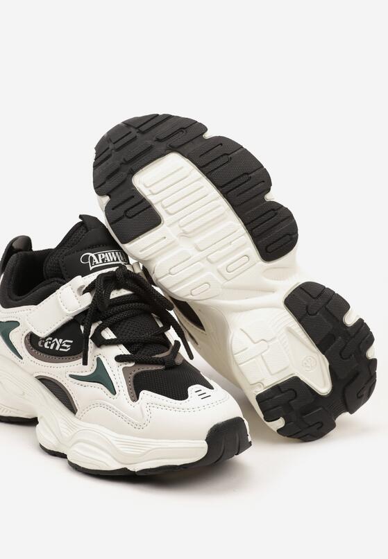 Czarno-Białe Płaskie Buty Sportowe Sneakersy z Geometrycznym Zdobieniem i Perforacją Navitae 3