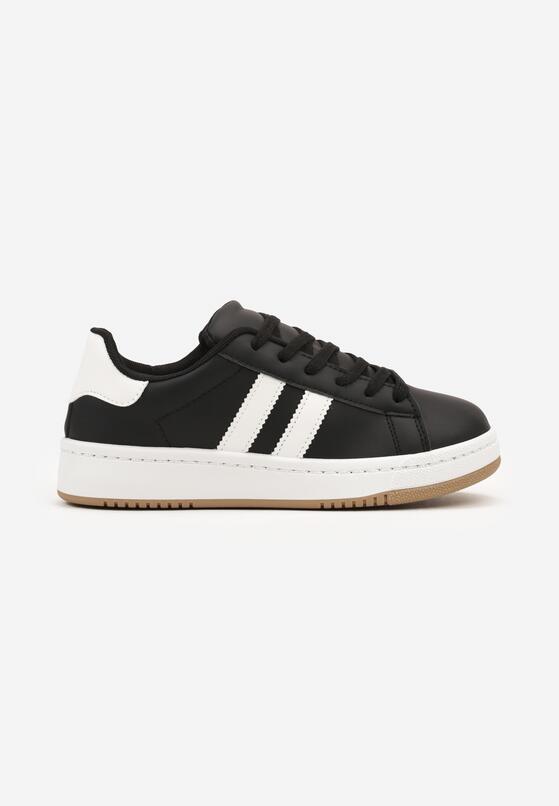 Czarne Płaskie Sneakersy z Kontrastowymi Paskami Navisana 4