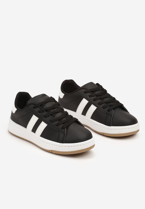 Czarne Płaskie Sneakersy z Kontrastowymi Paskami Navisana 5