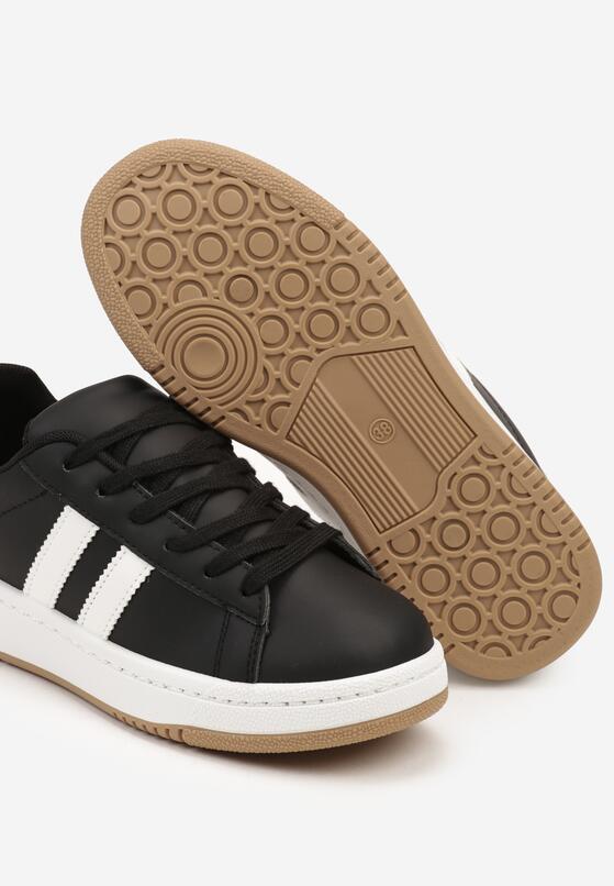 Czarne Płaskie Sneakersy z Kontrastowymi Paskami Navisana 6