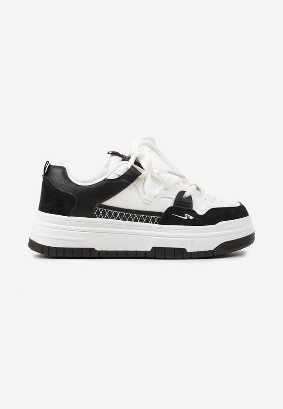 Czarne Płaskie Klasyczne Sneakersy Sznurowane Mlitha 4