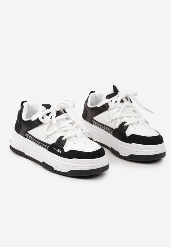 Czarne Płaskie Klasyczne Sneakersy Sznurowane Mlitha 5