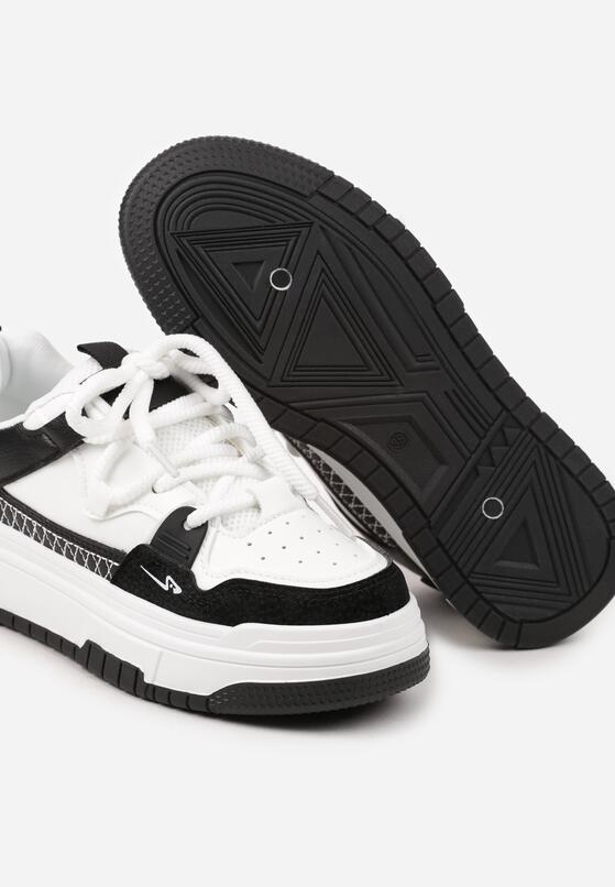 Czarne Płaskie Klasyczne Sneakersy Sznurowane Mlitha 6