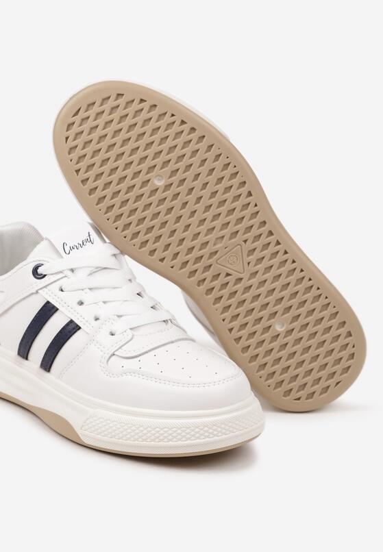 Biało-Niebieskie Sneakersy na Płaskiej Podeszwie Ozdobione Paskami Noraria 6
