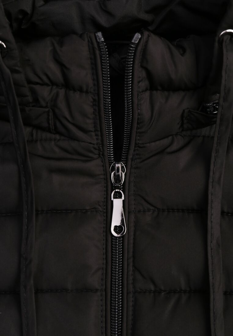 Czarna Pikowana Kurtka z Kapturem i Sznurkami Miviana 8