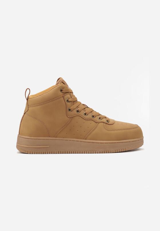 Brązowe Płaskie Sznurowane Botki Sneakersy za Kostkę Mivara 1