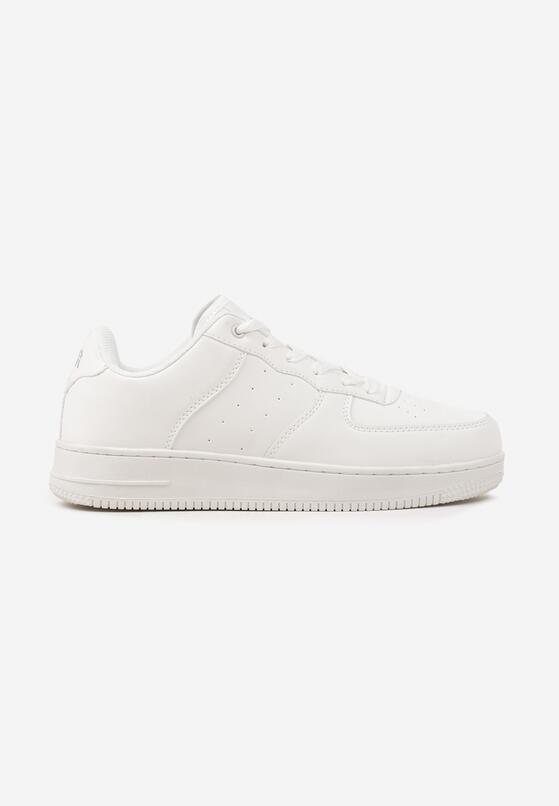 Białe Płaskie Sznurowane Buty Sportowe Sneakersy na Tłoczonej Podeszwie Milivina 1