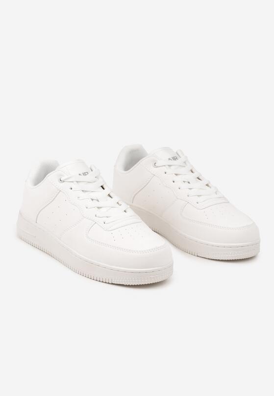 Białe Płaskie Sznurowane Buty Sportowe Sneakersy na Tłoczonej Podeszwie Milivina 2