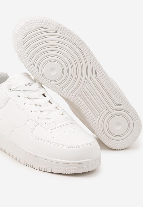 Białe Płaskie Sznurowane Buty Sportowe Sneakersy na Tłoczonej Podeszwie Milivina 3