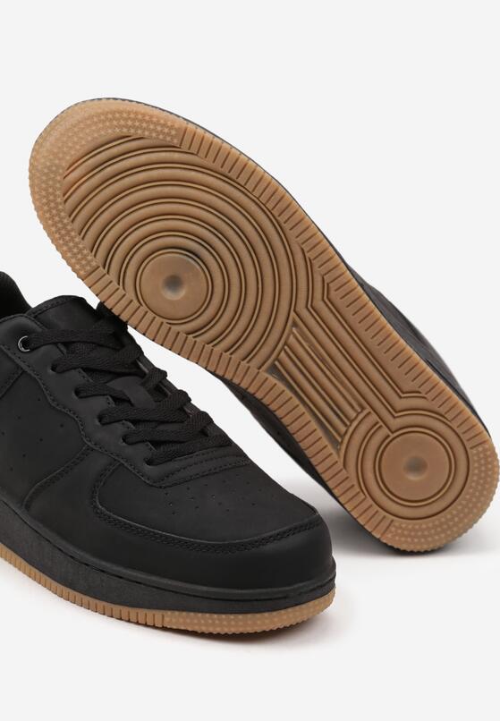 Czarne Płaskie Sznurowane Buty Sportowe Sneakersy na Tłoczonej Podeszwie Milivina 3