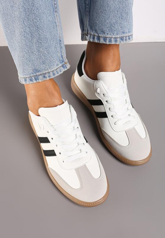 Biało-Czarne Płaskie Sneakersy Ozdobione Paskami Glaria 3